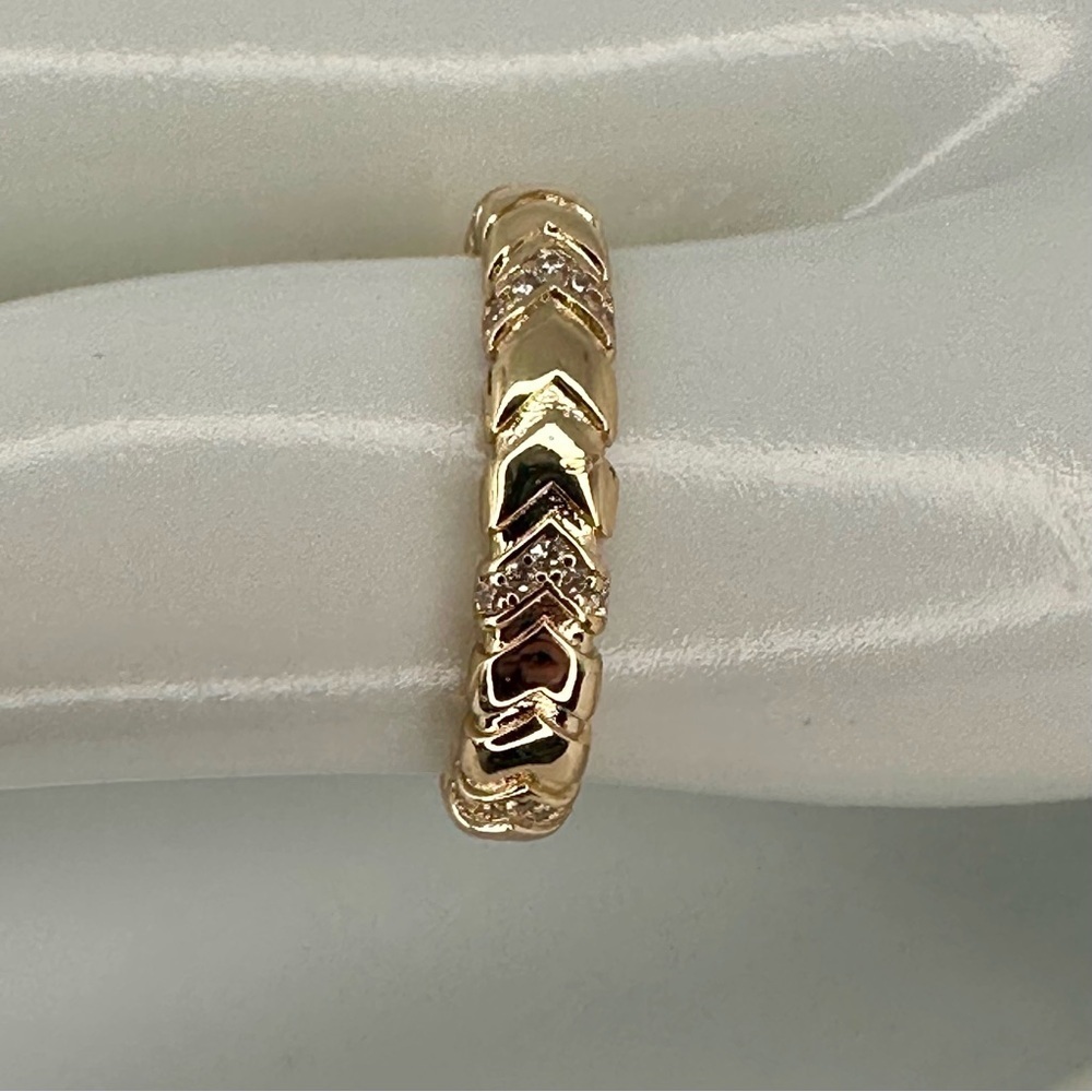 Gold Tone Chevron Style Gold CZ Stacking Ring